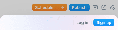 A mobile header row with small login and signup buttons close together